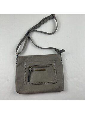 Rosetti Faux Leather Crossbody Bag Tassel Zip Pockets Everyday Purse Gray